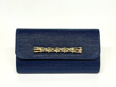Navy Avery Clutch Straw - Gold Charms - Lisi Lerch