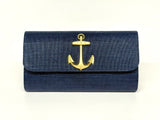 Navy Avery Clutch Straw - Gold Charms - Lisi Lerch