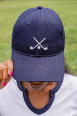 Needlepoint Baseball Hat - Blue Golf - Lisi Lerch