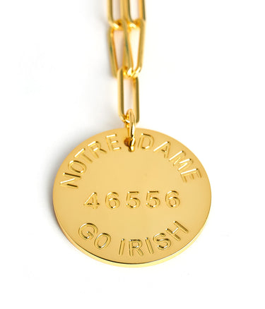 College Tag Charm Necklace - 18k Gold Plated Paper Clip Chain
