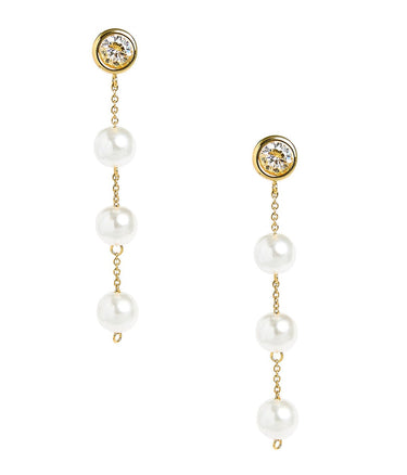 Olivia Pearl & Bezel Drop Earring - 18k Gold Plated - Lisi Lerch