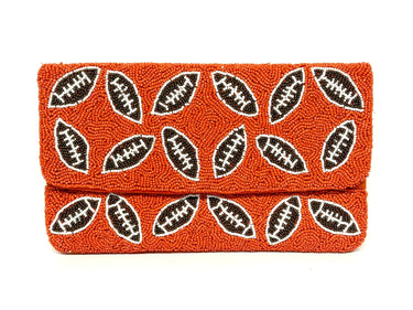 Orange Football Beaded Clutch- Sample Sale- Final Sale - Lisi Lerch