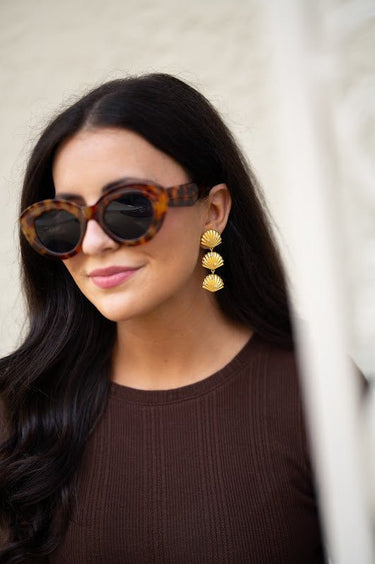 Palmetto Triple Shell Drop Earring - 18k Gold Plated - Belle of the Ball Collection - Lisi Lerch