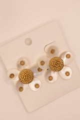 Pearlized Flower Petal with Gold Beaded Center Earrings-Sample Sale- Final Sale - Lisi Lerch