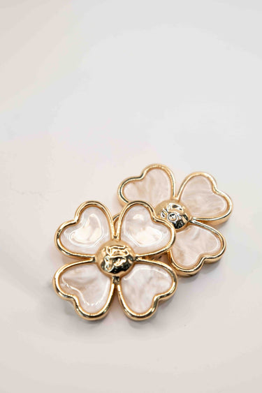 Pearlized White Heart-Petal Flower Stud-Sample Sale- Final Sale - Lisi Lerch
