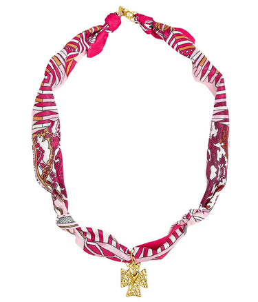 Pink Cross Scarf Necklace- Sample Sale- Final Sale - Lisi Lerch