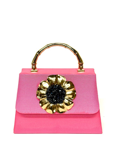 Pink Lulu-Poppy with Navy Pouf - Sample Sale- Final Sale - Lisi Lerch