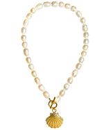 Pookie Gold Ruffle Shell - Single Strand Freshwater Pearl Necklace - Lisi Lerch