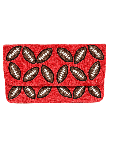 Red Football Beaded Clutch - Sample Sale- Final Sale - Lisi Lerch