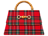 Red Plaid Lulu with Gold Handle - Gold Charms - Lisi Lerch