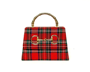 Red Plaid Lulu with Gold Handle - Gold Charms - Lisi Lerch