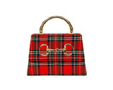 Red Plaid Lulu with Gold Handle - Gold Charms - Lisi Lerch
