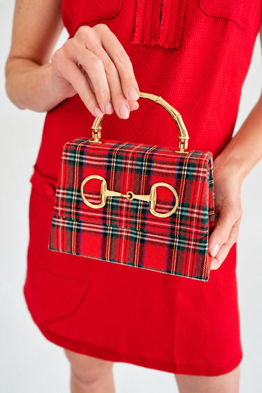 Red Plaid Lulu with Gold Handle - Gold Charms - Lisi Lerch