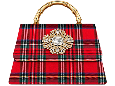 Red Plaid Lulu with Gold Handle - Gold Charms - Lisi Lerch
