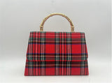 Red Plaid Lulu with Gold Handle - Gold Charms - Lisi Lerch