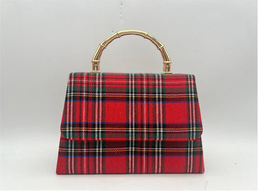 Red Plaid Lulu with Gold Handle - Gold Charms - Lisi Lerch