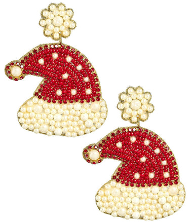 Santa Hat Beaded Earring - Lisi Lerch
