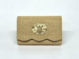 Scalloped Ruby Straw Clutch - Gold Charm - Lisi Lerch