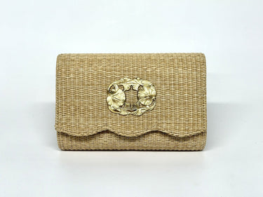 Scalloped Ruby Straw Clutch - Gold Charm - Lisi Lerch