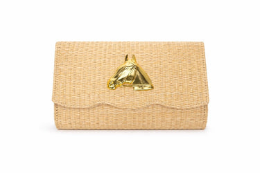 Scalloped Ruby Straw Clutch - Gold Charm - Lisi Lerch