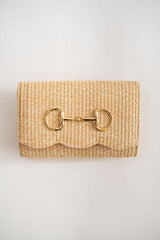 Scalloped Ruby Straw Clutch - Gold Charm - Lisi Lerch