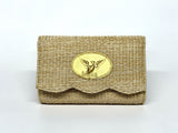 Scalloped Ruby Straw Clutch - Gold Charm - Lisi Lerch