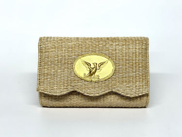 Scalloped Ruby Straw Clutch - Gold Charm - Lisi Lerch