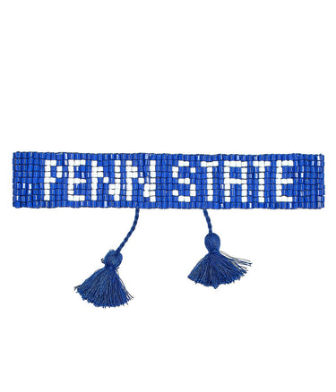 Shiny Penn State - Flat Adjustable Beaded Tassel Bracelet - Lisi Lerch
