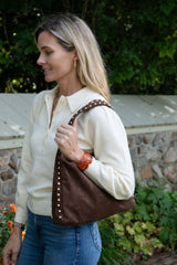 Skylar Faux Suede Studded Shoulder Bag - Lisi Lerch