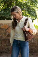 Skylar Faux Suede Studded Shoulder Bag - Lisi Lerch