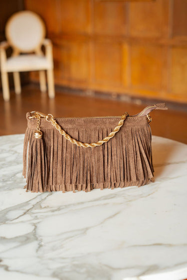 Sloane Fringe Faux Suede Clutch - Lisi Lerch