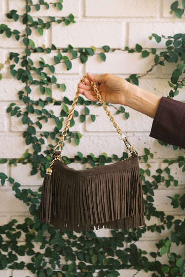 Sloane Fringe Faux Suede Clutch - Lisi Lerch