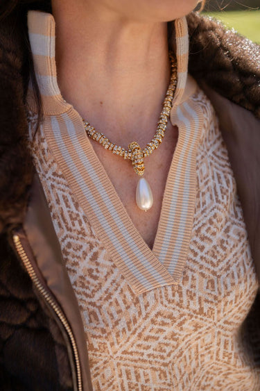 Sophia Rhinestone and Pearl Drop Necklace - Lisi Lerch