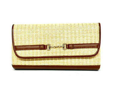 Straw Clutch with Faux Leather- Sample Sale- Final Sale - Lisi Lerch
