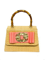 Straw Lulu- Coral Flat Bow/Gingko Leaf- Sample Sale- Final Sale - Lisi Lerch