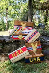 Straw Ruby-Red/White/Blue Band- Gold USA Letters - Lisi Lerch