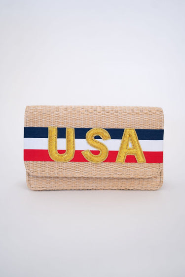 Straw Ruby-Red/White/Blue Band- Gold USA Letters - Lisi Lerch