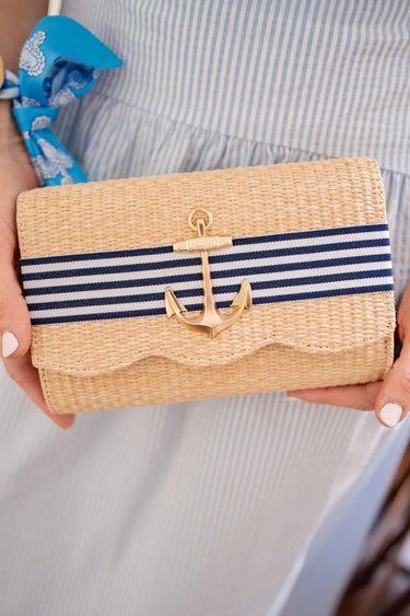 Straw Scalloped Ruby - Navy Candy Band- 3D Anchor - Lisi Lerch