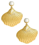 Sullivan Gold Shell Pearl Top Earring - 18k Gold Plated - Belle of the Ball Collection - Lisi Lerch