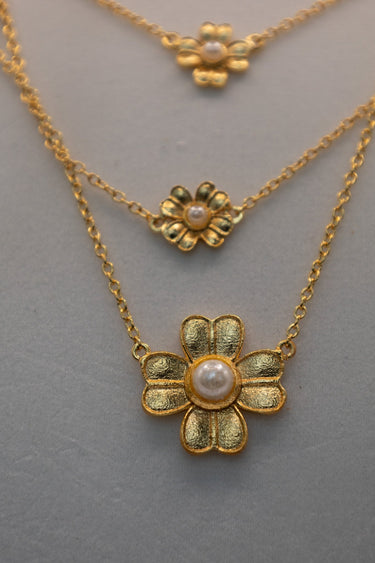 Triple Strange Gold Flower Necklace Sample Sale- FINAL SALE - Lisi Lerch