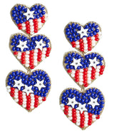 USA Beaded Earrings - RED WHITE & BLUE - Lisi Lerch