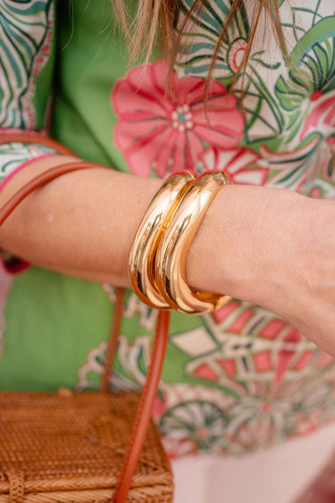 Ryan -  Wavey Gold Hinged Cuff - Lisi Lerch