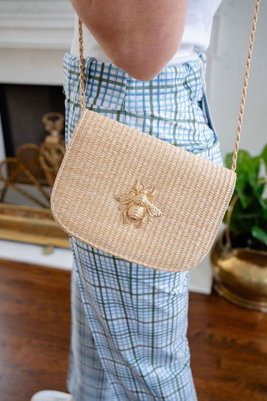 Ivy Straw Clutch- Gold Charm