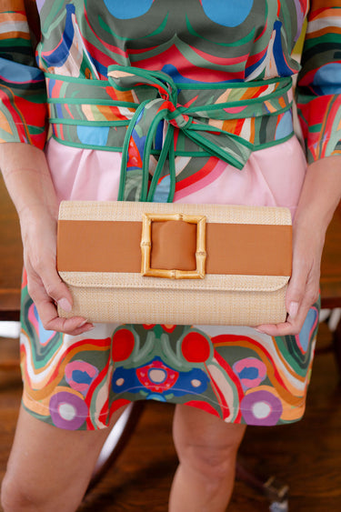 Straw Avery - Tan Band- Bamboo Buckle