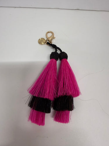 Hot Pink/Black Tassel Key Chain - Sample Sale Final Sale