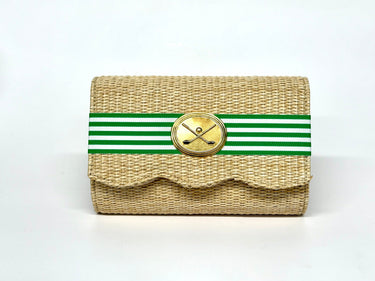 Straw Scallop Ruby - Green Candy Band- Gold Oval with Golf Clubs