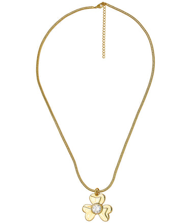 Brady Clover Bezel - Snake Chain - 18k Plated Necklace