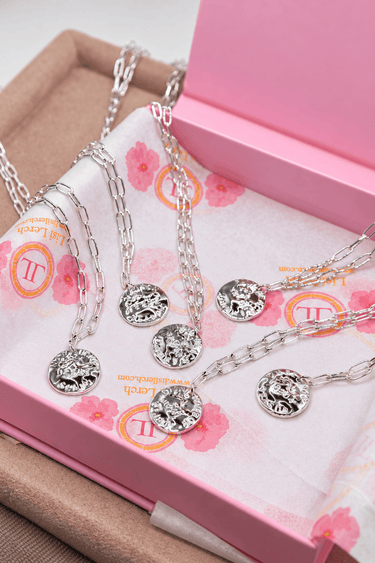 Mini Beach Tag Charm Necklace – Sterling Silver Plated