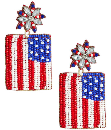 American Flag Beaded Earring - earring - Lisi Lerch