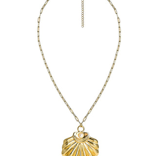 Ashley - Large Gold & Pearl Shell Charm Necklace - 18k Gold Plated - Lisi Lerch